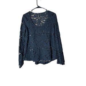 Express Black‎ Lace Bell Sleeve Top Size Small